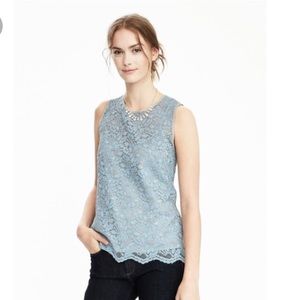 Banana Republic mixed lace blue tank